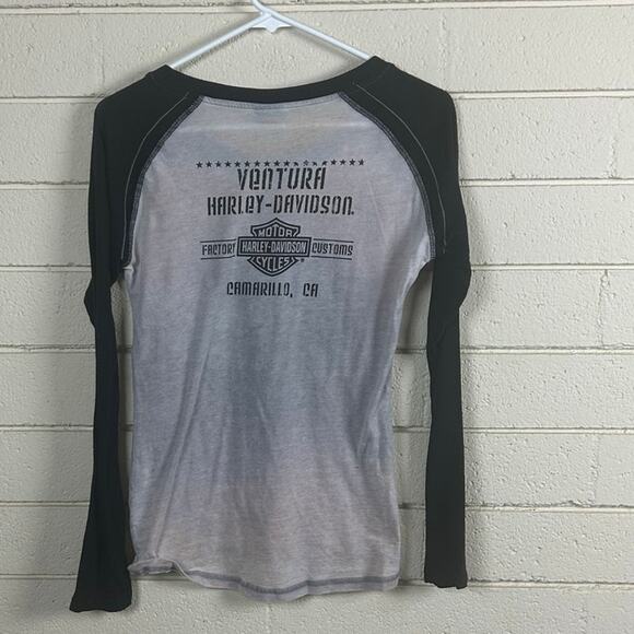 Harley-Davidson Ventura Camarillo Bling Raglan Tee size S - Picture 2 of 8